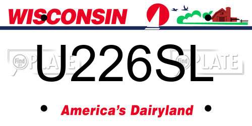 U226SL Wisconsin License Plate