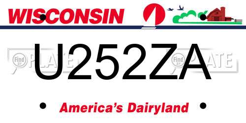U252ZA Wisconsin License Plate
