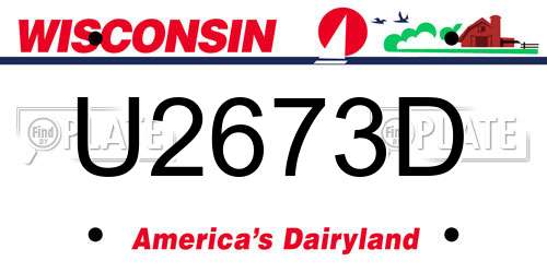 U2673D Wisconsin License Plate