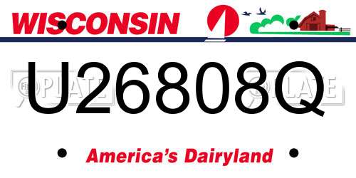 U26808Q Wisconsin License Plate