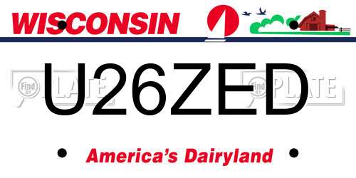 U26ZED Wisconsin License Plate