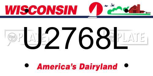 U2768L Wisconsin License Plate