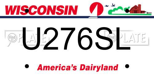 U276SL Wisconsin License Plate