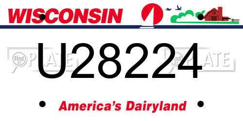 U28224 Wisconsin License Plate