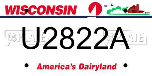 U2822A Wisconsin License Plate