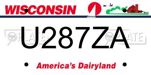 U287ZA Wisconsin License Plate