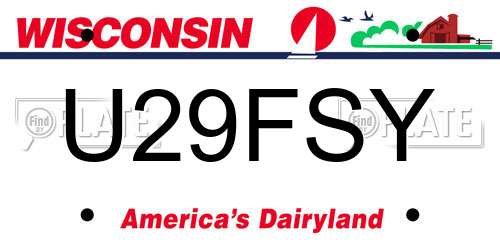 U29FSY Wisconsin License Plate