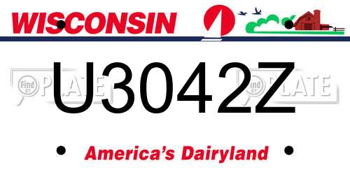 U3042Z Wisconsin License Plate