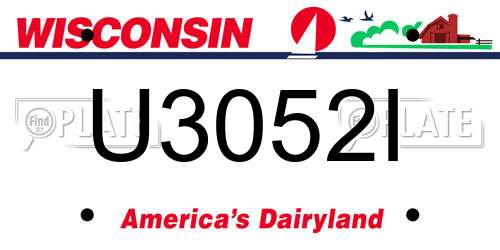 U3052I Wisconsin License Plate