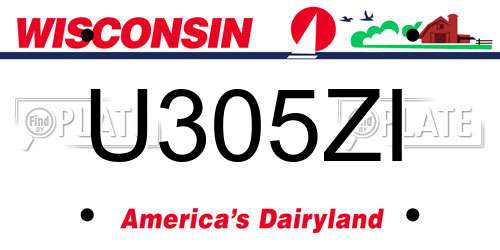 U305ZI Wisconsin License Plate