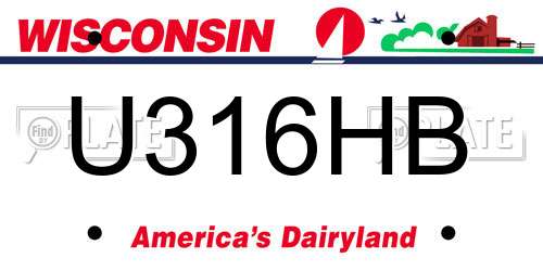 U316HB Wisconsin License Plate