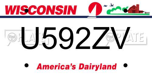 U592ZV Wisconsin License Plate