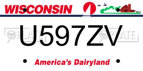 U597ZV Wisconsin License Plate