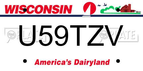 U59TZV Wisconsin License Plate