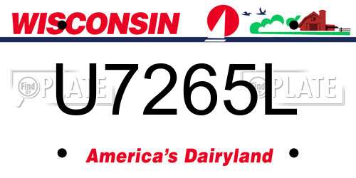 U7265L Wisconsin License Plate