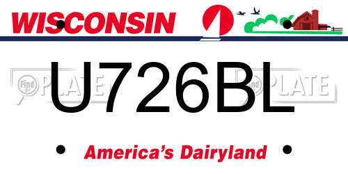U726BL Wisconsin License Plate
