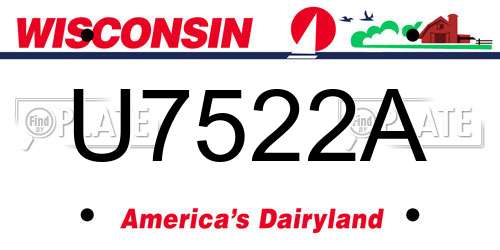 U7522A Wisconsin License Plate