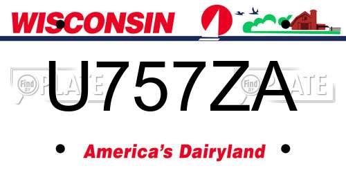 U757ZA Wisconsin License Plate