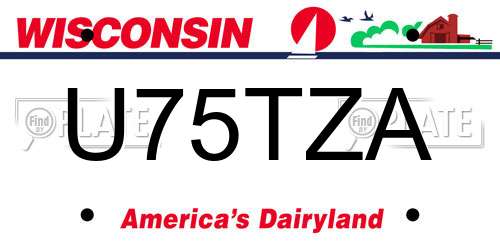 U75TZA Wisconsin License Plate