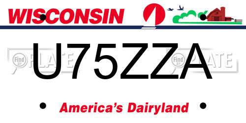 U75ZZA Wisconsin License Plate