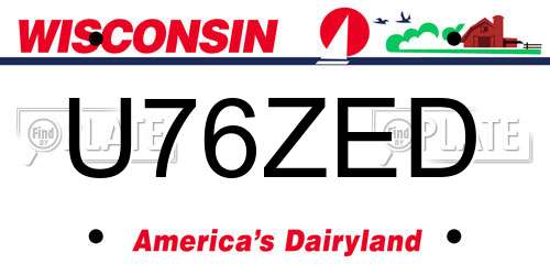 U76ZED Wisconsin License Plate
