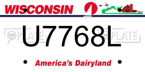 U7768L Wisconsin License Plate