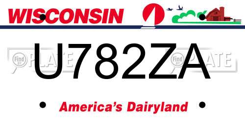 U782ZA Wisconsin License Plate