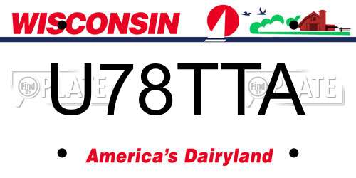 U78TTA Wisconsin License Plate