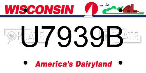 U7939B Wisconsin License Plate