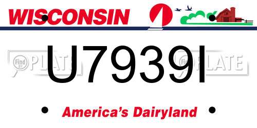 U7939I Wisconsin License Plate