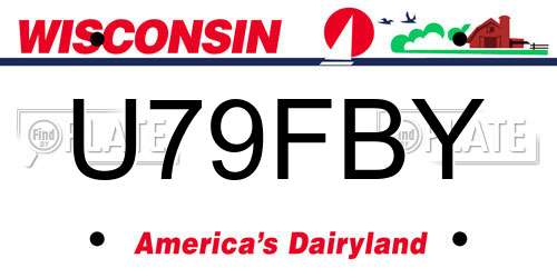 U79FBY Wisconsin License Plate