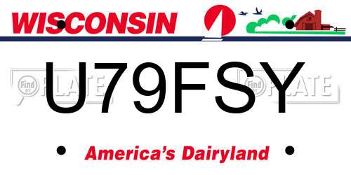 U79FSY Wisconsin License Plate