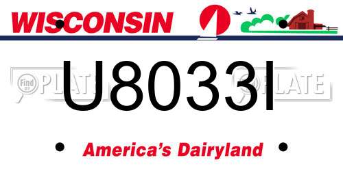 U8033I Wisconsin License Plate