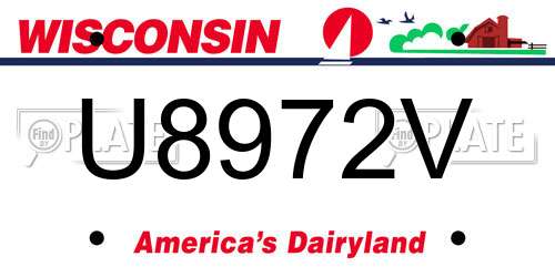 U8972V Wisconsin License Plate