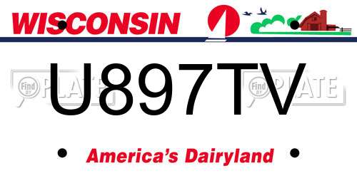 U897TV Wisconsin License Plate