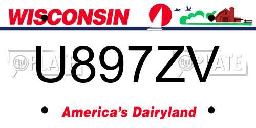 U897ZV Wisconsin License Plate