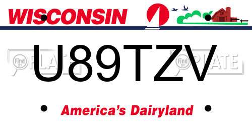 U89TZV Wisconsin License Plate