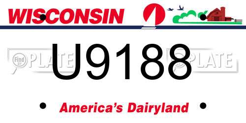 U9188 Wisconsin License Plate