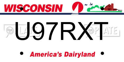 U97RXT Wisconsin License Plate