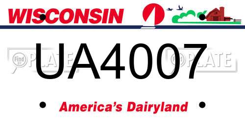 UA4007 Wisconsin License Plate