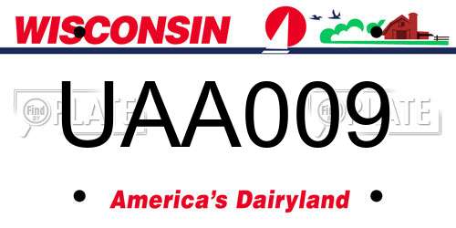 UAA009 Wisconsin License Plate