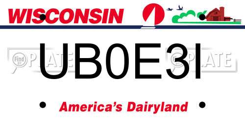 UB0E3I Wisconsin License Plate