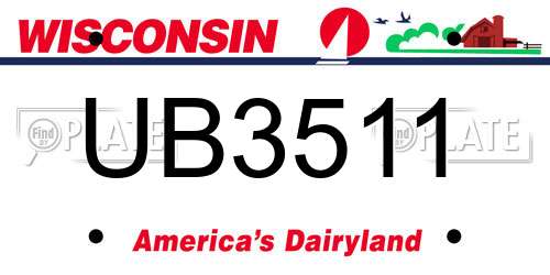UB3511 Wisconsin License Plate