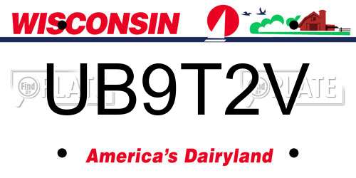 UB9T2V Wisconsin License Plate
