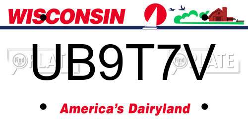 UB9T7V Wisconsin License Plate