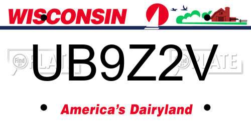 UB9Z2V Wisconsin License Plate
