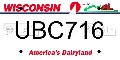 UBC716 Wisconsin License Plate