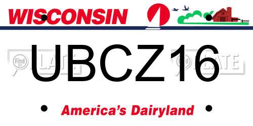 UBCZ16 Wisconsin License Plate