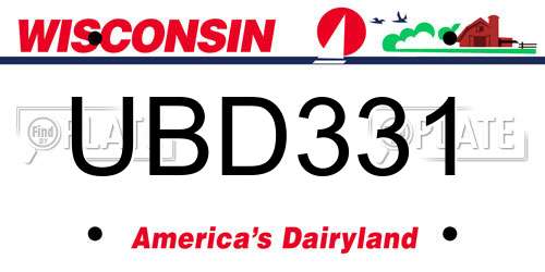UBD331 Wisconsin License Plate