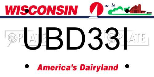 UBD33I Wisconsin License Plate
